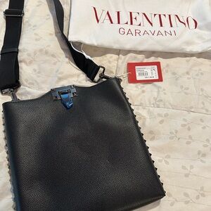 Valentino Garavani Black Studded Leather Crossbody Bag